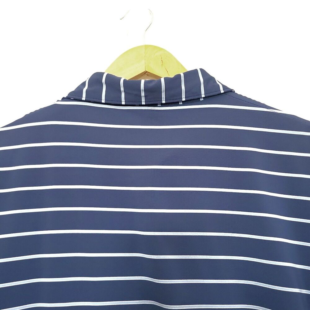 PETER MILLAR Summer Comfort Golf Polo Shirt Blue Striped‎ Performance Large Logo - Picture 5 of 6